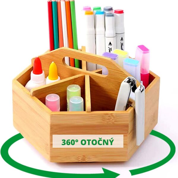 5Five® Otočný bambusový organizér s přepážkami, ROTA, pr. 22 x 12,5 cm
