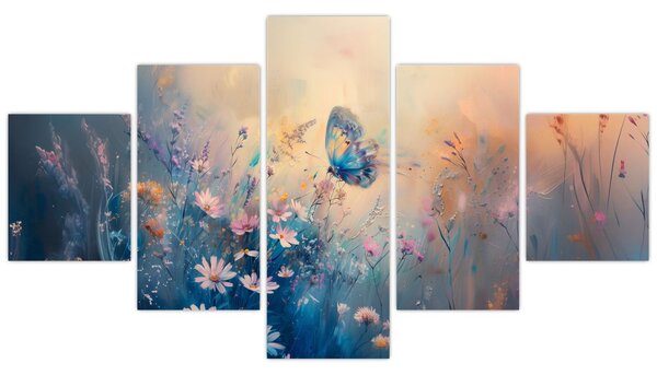 Obraz - Louka s motýlem (125x70 cm)
