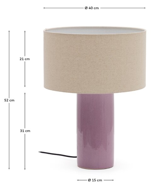 Fialová keramická stolní lampa Kave Home Toneric