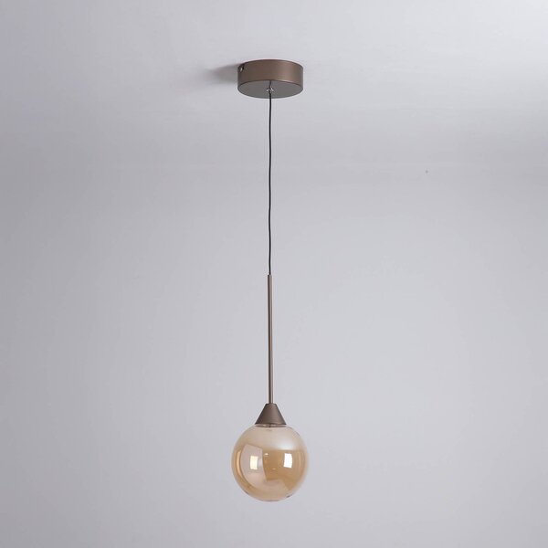 Searchlight LED závěsné světlo OPUS Lux, 1 žárovka, bronz, sklo jantarové,, stmívatelný, Bronz / starožitná mosaz, Obývací pokoj / jídelna, kov
