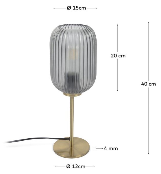 Kouřově šedá skleněná stolní lampa Kave Home Hestia