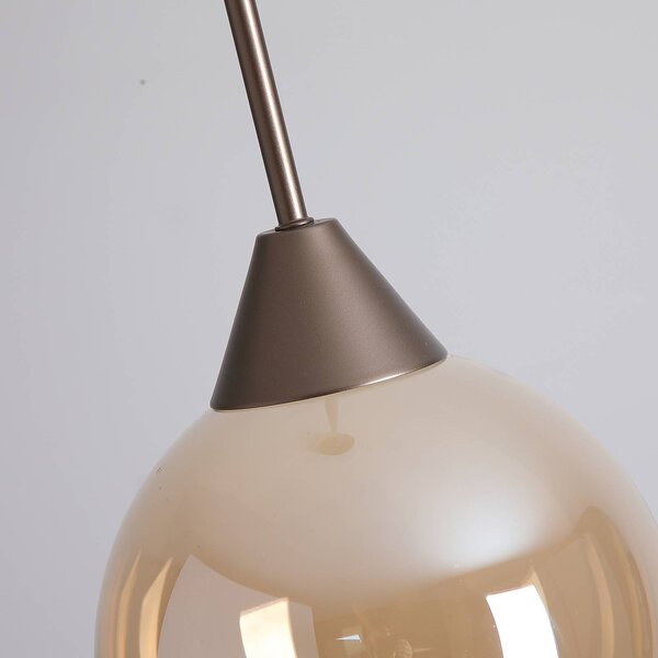 Searchlight LED závěsné světlo OPUS Lux, 1 žárovka, bronz, sklo jantarové,, stmívatelný, Bronz / starožitná mosaz, Obývací pokoj / jídelna, kov