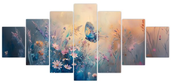 Obraz - Louka s motýlem (210x100 cm)