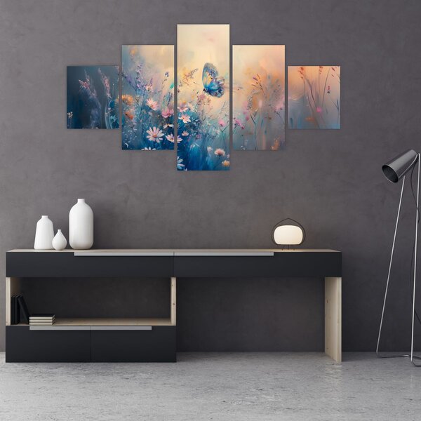 Obraz - Louka s motýlem (125x70 cm)