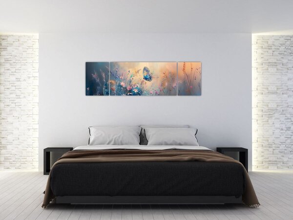 Obraz - Louka s motýlem (170x50 cm)