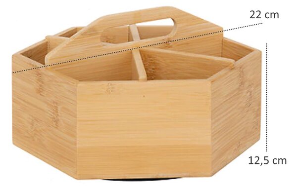 5Five® Otočný bambusový organizér s přepážkami, ROTA, pr. 22 x 12,5 cm