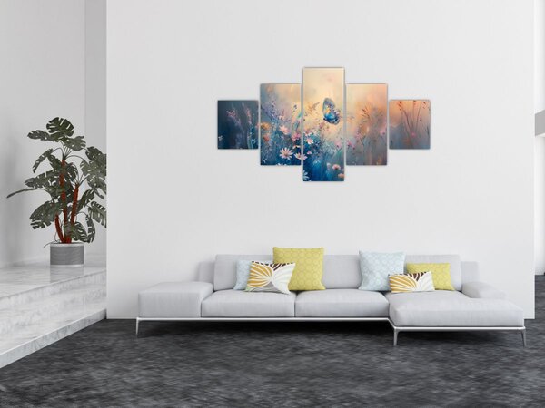 Obraz - Louka s motýlem (125x70 cm)