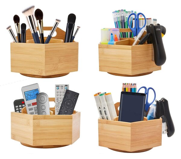 5Five® Otočný bambusový organizér s přepážkami, ROTA, pr. 22 x 12,5 cm
