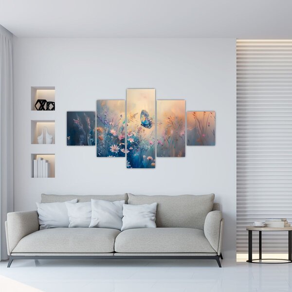 Obraz - Louka s motýlem (125x70 cm)