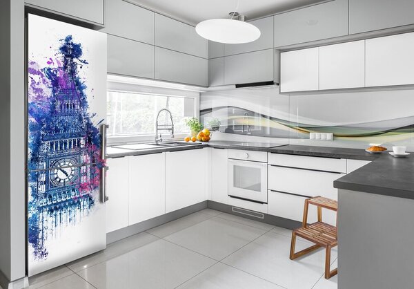 Nálepka fototapeta lednička Barevný Big Ben FridgeStick-70x190-f-100720659