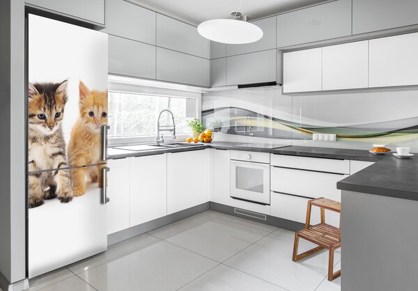 Nálepka fototapeta lednička Šedá a červená kočka FridgeStick-70x190-f-101681955