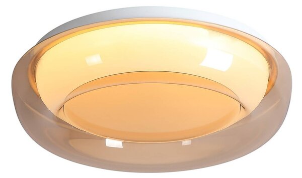 Searchlight LED stropní svítidlo Jude Flush, jantarová, Ø 30 cm,, stmívatelný, Krémová / jantar, Obývací pokoj / jídelna, kov