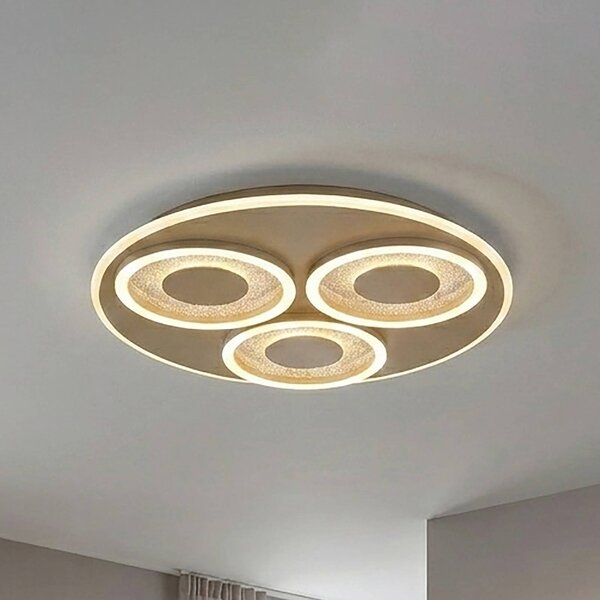 Searchlight LED stropní svítidlo Wreath Flush, písková barva, železo, stmívatelné, stmívatelný, Krémová / jantar, Obývací pokoj / jídelna, kov, Moderní