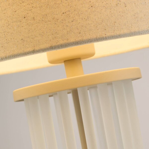 Searchlight Stolní lampa Swizzle, béžová, sklo, textil, výška 42 cm, E27, Krémová / jantar, Obývací pokoj / jídelna, Sklo