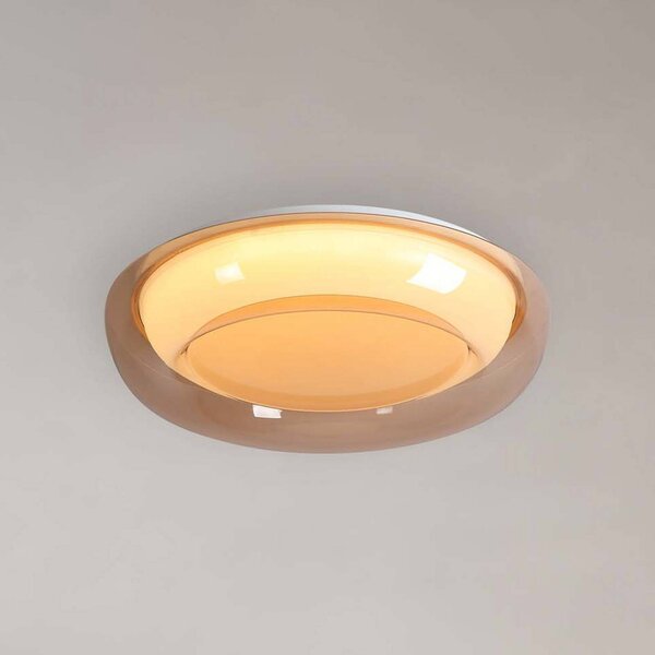 Searchlight LED stropní svítidlo Jude Flush, jantarová barva, Ø 40 cm,, stmívatelný, Krémová / jantar, Obývací pokoj / jídelna, kov