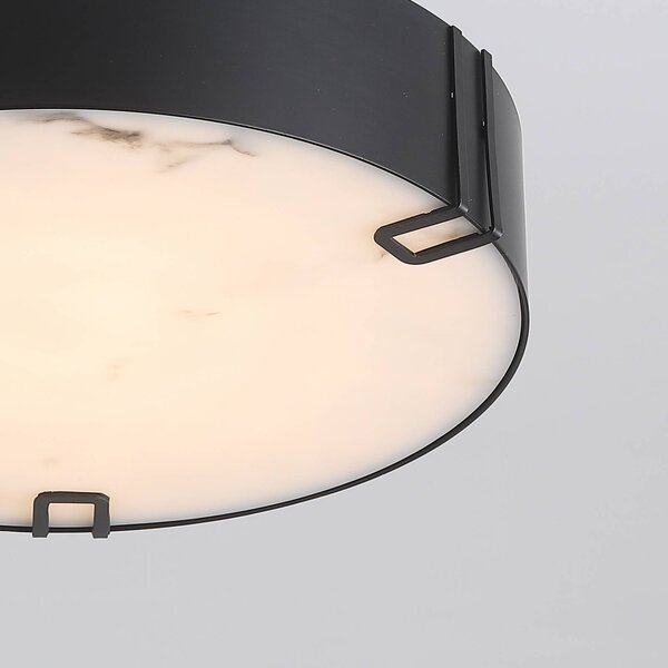 Searchlight LED stropní svítidlo Marmo, černé, kov, IP44, 3 000 K, stmívatelný, Černá, Koupelna, kov