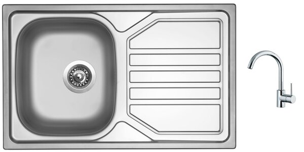 Nerezový dřez Sinks OKIO 800 V 0,7mm matný + Dřezová baterie Sinks MIX 35 chrom