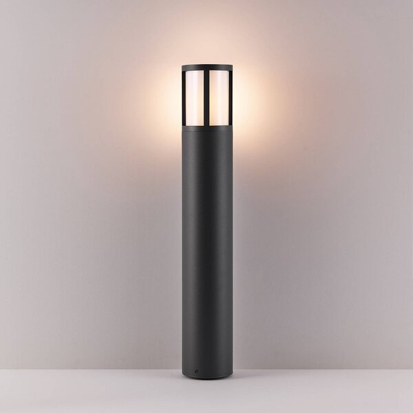 Deko-Light Světlo na cestu Facado II, výška 65 cm, kulaté, tmavě šedé/opálové, stmívatelný, Hliník / šedá / zinek, Hliník