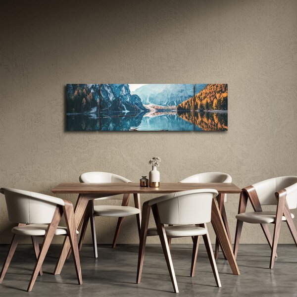 Obraz - Lodě na jezeře Braies (170x50 cm)