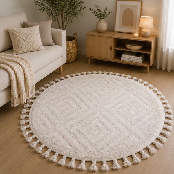 Koberec BERBER 7061 sloní kost kruh