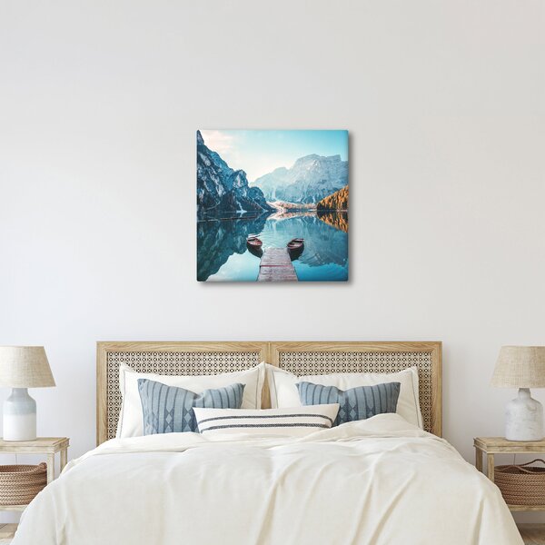 Obraz - Lodě na jezeře Braies (30x30 cm)