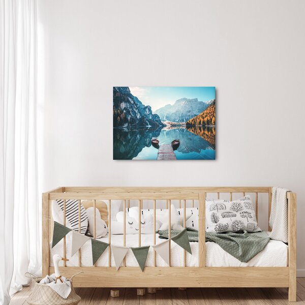 Obraz - Lodě na jezeře Braies (70x50 cm)