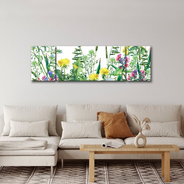 Obraz - Malované luční kvítí (170x50 cm)
