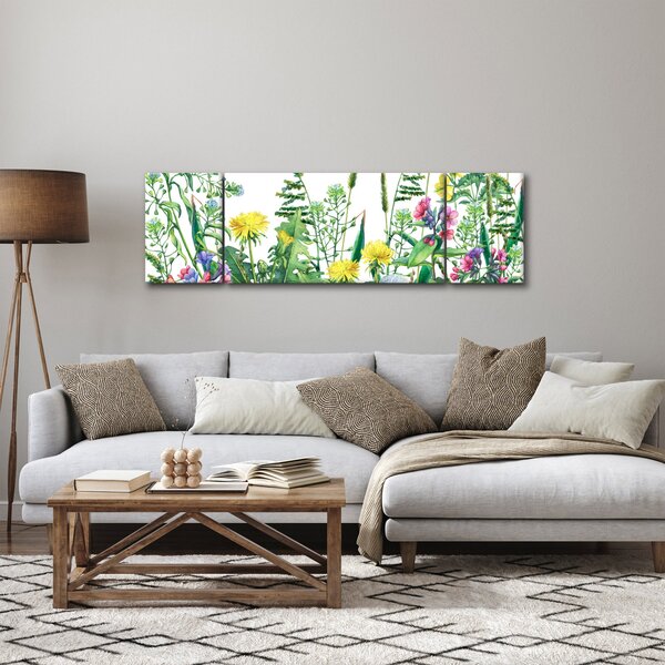 Obraz - Malované luční kvítí (170x50 cm)