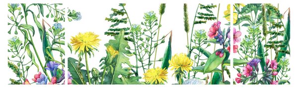 Obraz - Malované luční kvítí (170x50 cm)
