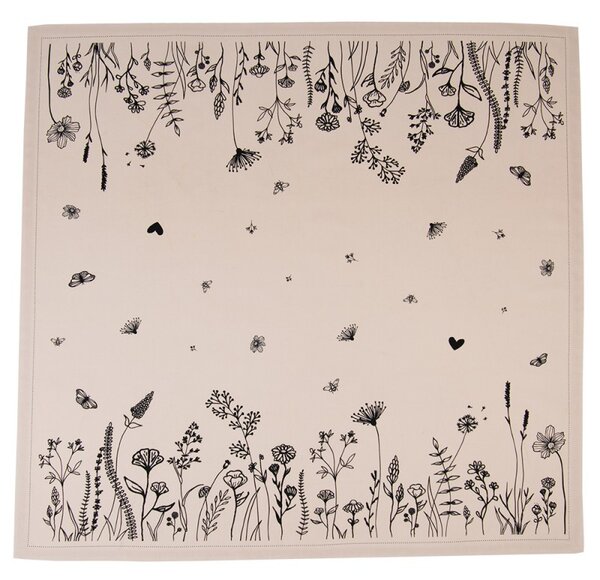 Béžový bavlněný ubrus s květinami Flora And Fauna - 150*250 cm - Clayre & Eef