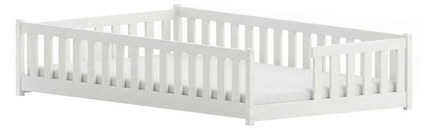 Dětská Montessori postel z masivu borovice VILÉM - 200x120 cm - BÍLÁ