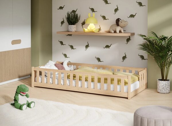 Dětská Montessori postel z masivu borovice VILÉM - 160x80 cm - PŘÍRODNÍ BOROVICE
