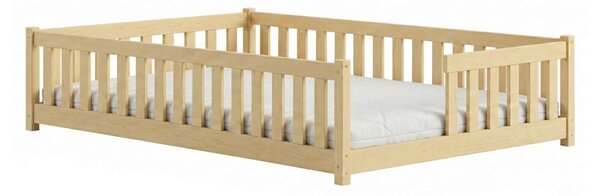 Dětská Montessori postel z masivu borovice VÍLEM - 200x140 cm - PŘÍRODNÍ BOROVICE