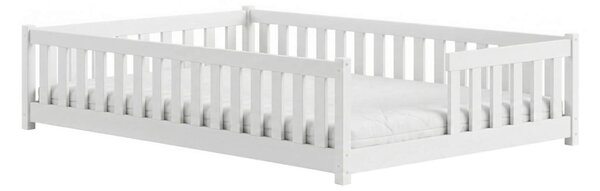 Dětská Montessori postel z masivu borovice VILÉM - 200x140 cm - BÍLÁ