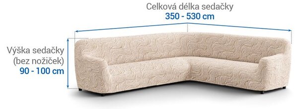 Bielastické potahy BRILLANTE béžové rohová sedačka (š. 350 - 530 cm)