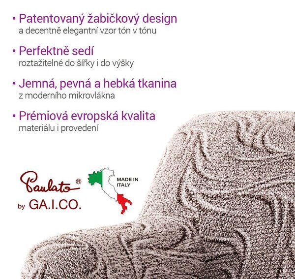Bielastické potahy BRILLANTE hnědé rohová sedačka (š. 350 - 530 cm)