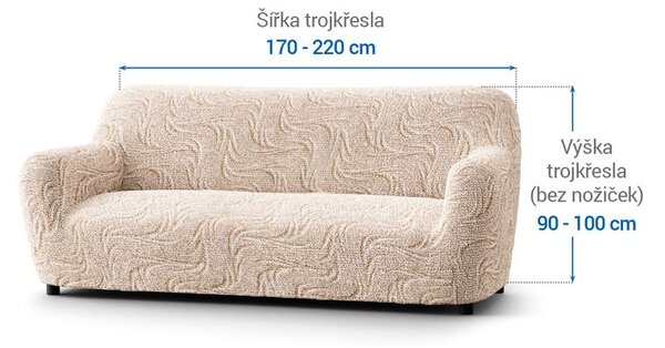 Bielastické potahy BRILLANTE béžové trojkřeslo (š. 170 - 220 cm)