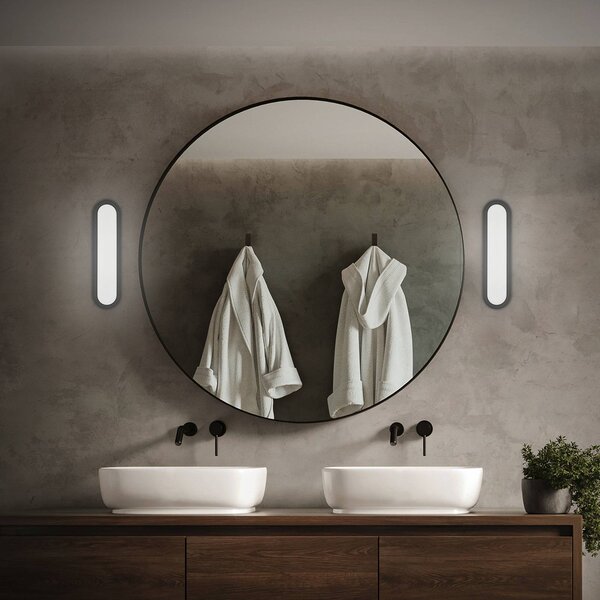 Briloner LED koupelnové světlo nástěnné Pil, černé, šířka 35 cm, plast, Černá, Koupelna, Plast, Moderní