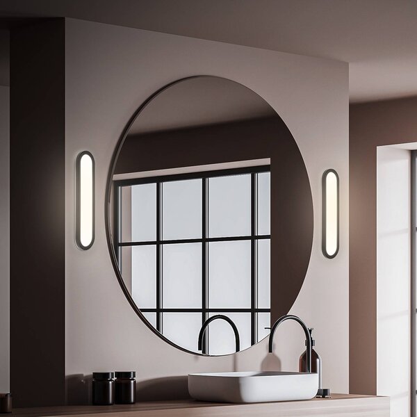 Briloner LED koupelnové světlo nástěnné Pil, černé, šířka 35 cm, plast, Černá, Koupelna, Plast, Moderní