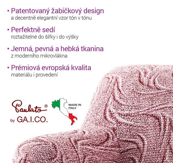 Bielastické potahy BRILLANTE bordó rohová sedačka (š. 350 - 530 cm)