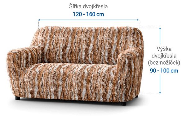 Bielastické potahy OCEANO NOVÉ cihlové dvojkřeslo (š. 120 - 160 cm)