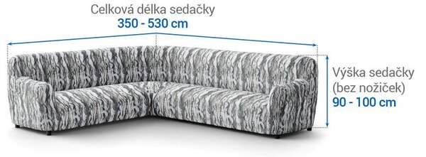 Bielastické potahy OCEANO NOVÉ šedo-modré rohová sedačka (š. 350 - 530 cm)