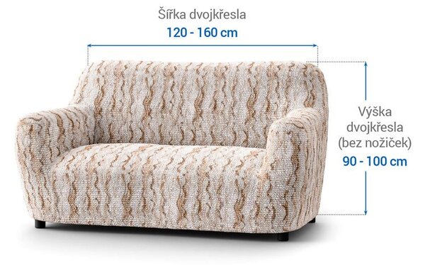 Bielastické potahy OCEANO NOVÉ béžové dvojkřeslo (š. 120 - 160 cm)