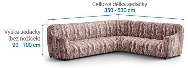 Bielastické potahy OCEANO NOVÉ hnědo-vínové rohová sedačka (š. 350 - 530 cm)