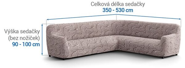 Bielastické potahy BRILLANTE hnědé rohová sedačka (š. 350 - 530 cm)