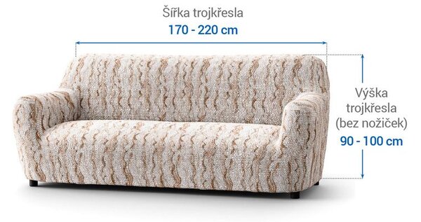 Bielastické potahy OCEANO NOVÉ béžové trojkřeslo (š. 170 - 220 cm)