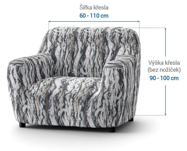 Bielastické potahy OCEANO NOVÉ šedo-modré křeslo (š. 60 - 110 cm)