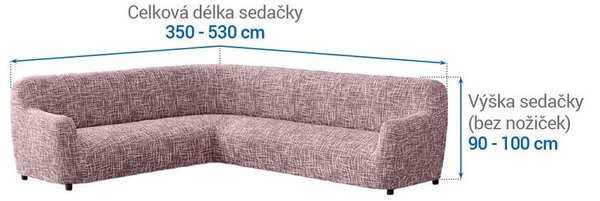 Bielastické potahy GRAFITI NOVÉ kaštanově hnědé rohová sedačka (š. 350 - 530 cm)