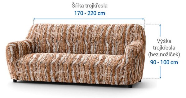 Bielastické potahy OCEANO NOVÉ cihlové trojkřeslo (š. 170 - 220 cm)