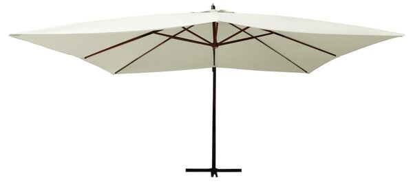 Boční zahradní slunečník dřevěná tyč 400 x 300 cm pískově bílý